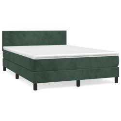 vidaXL Cama box spring con colchón terciopelo verde oscuro 140x200 cm