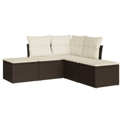 vidaXL Set comedor de jardín 5 piezas y cojines ratán sintético marrón