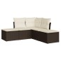 vidaXL Set comedor de jardín 5 piezas y cojines ratán sintético marrón