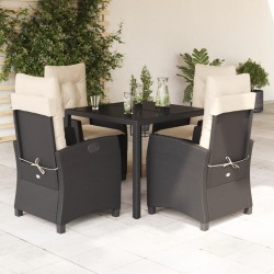 vidaXL Set de muebles jardín 5 pzas con cojines ratán sintético negro