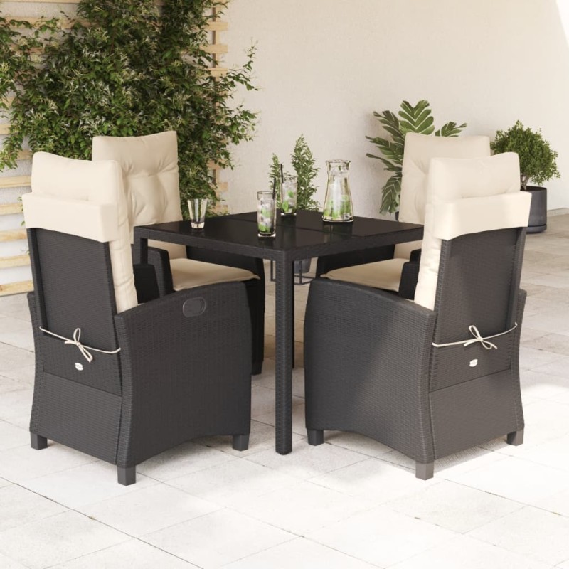 vidaXL Set de muebles jardín 5 pzas con cojines ratán sintético negro vidaXL Set de muebles jardín 5 pzas con cojines ratán sintético negro