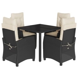 vidaXL Set de muebles jardín 5 pzas con cojines ratán sintético negro