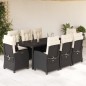 vidaXL Set de comedor de jardín 9 pzas y cojines ratán sintético negro vidaXL Set de comedor de jardín 9 pzas y cojines ratán sintético negro