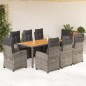 vidaXL Set comedor jardín 9 pzas y cojines ratán sintético gris vidaXL Set comedor jardín 9 pzas y cojines ratán sintético gris