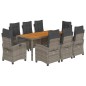 vidaXL Set comedor jardín 9 pzas y cojines ratán sintético gris vidaXL Set comedor jardín 9 pzas y cojines ratán sintético gris