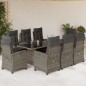vidaXL Set comedor jardín 9 pzas y cojines ratán sintético gris vidaXL Set comedor jardín 9 pzas y cojines ratán sintético gris