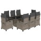 vidaXL Set comedor jardín 9 pzas y cojines ratán sintético gris vidaXL Set comedor jardín 9 pzas y cojines ratán sintético gris