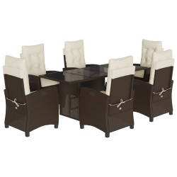 vidaXL Set comedor de jardín 7 pzas con cojines ratán sintético marrón