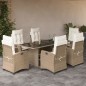 vidaXL Set comedor de jardín 7 pzas con cojines ratán sintético beige vidaXL Set comedor de jardín 7 pzas con cojines ratán sintético beige