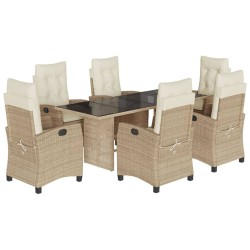 vidaXL Set comedor de jardín 7 pzas con cojines ratán sintético beige