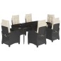 vidaXL Set de comedor de jardín 7 pzas y cojines ratán sintético negro vidaXL Set de comedor de jardín 7 pzas y cojines ratán sintético negro