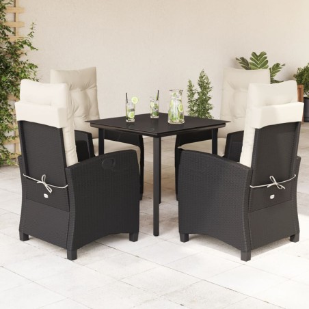 vidaXL Set de muebles jardín 5 pzas con cojines ratán sintético negro