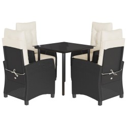 vidaXL Set de muebles jardín 5 pzas con cojines ratán sintético negro