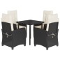 vidaXL Set de muebles jardín 5 pzas con cojines ratán sintético negro