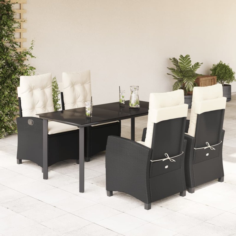 vidaXL Set de muebles jardín 5 pzas con cojines ratán sintético negro vidaXL Set de muebles jardín 5 pzas con cojines ratán sintético negro