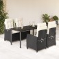 vidaXL Set de muebles jardín 5 pzas con cojines ratán sintético negro vidaXL Set de muebles jardín 5 pzas con cojines ratán sintético negro
