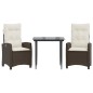 vidaXL Set comedor de jardín 3 piezas y cojines ratán sintético marrón vidaXL Set comedor de jardín 3 piezas y cojines ratán sintético marrón