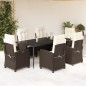 vidaXL Set comedor de jardín 7 pzas con cojines ratán sintético marrón vidaXL Set comedor de jardín 7 pzas con cojines ratán sintético marrón