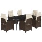 vidaXL Set comedor de jardín 7 pzas con cojines ratán sintético marrón vidaXL Set comedor de jardín 7 pzas con cojines ratán sintético marrón