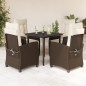 vidaXL Set comedor de jardín 5 piezas y cojines ratán sintético marrón vidaXL Set comedor de jardín 5 piezas y cojines ratán sintético marrón
