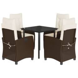 vidaXL Set comedor de jardín 5 piezas y cojines ratán sintético marrón
