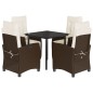 vidaXL Set comedor de jardín 5 piezas y cojines ratán sintético marrón vidaXL Set comedor de jardín 5 piezas y cojines ratán sintético marrón