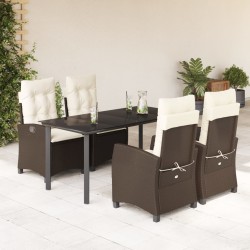 vidaXL Set comedor de jardín 5 piezas y cojines ratán sintético marrón