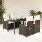 vidaXL Set comedor de jardín 5 piezas y cojines ratán sintético marrón vidaXL Set comedor de jardín 5 piezas y cojines ratán sintético marrón