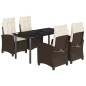 vidaXL Set comedor de jardín 5 piezas y cojines ratán sintético marrón vidaXL Set comedor de jardín 5 piezas y cojines ratán sintético marrón