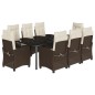 vidaXL Set comedor para jardín 9 pzas y cojines ratán sintético marrón vidaXL Set comedor para jardín 9 pzas y cojines ratán sintético marrón