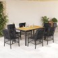 vidaXL Set de comedor de jardín 7 pzas y cojines ratán sintético negro vidaXL Set de comedor de jardín 7 pzas y cojines ratán sintético negro