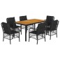 vidaXL Set de comedor de jardín 7 pzas y cojines ratán sintético negro vidaXL Set de comedor de jardín 7 pzas y cojines ratán sintético negro