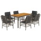 vidaXL Set comedor jardín 7 pzas y cojines ratán sintético gris vidaXL Set comedor jardín 7 pzas y cojines ratán sintético gris