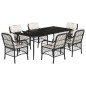 vidaXL Set de comedor de jardín 7 pzas y cojines ratán sintético negro vidaXL Set de comedor de jardín 7 pzas y cojines ratán sintético negro