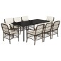 vidaXL Set comedor para jardín 9 pzas y cojines ratán sintético marrón vidaXL Set comedor para jardín 9 pzas y cojines ratán sintético marrón