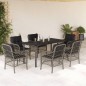 vidaXL Set comedor jardín 7 pzas y cojines ratán sintético gris vidaXL Set comedor jardín 7 pzas y cojines ratán sintético gris