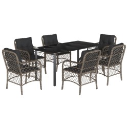 vidaXL Set comedor jardín 7 pzas y cojines ratán sintético gris