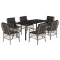 vidaXL Set comedor jardín 7 pzas y cojines ratán sintético gris vidaXL Set comedor jardín 7 pzas y cojines ratán sintético gris