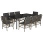 vidaXL Set comedor jardín 9 pzas y cojines ratán sintético gris