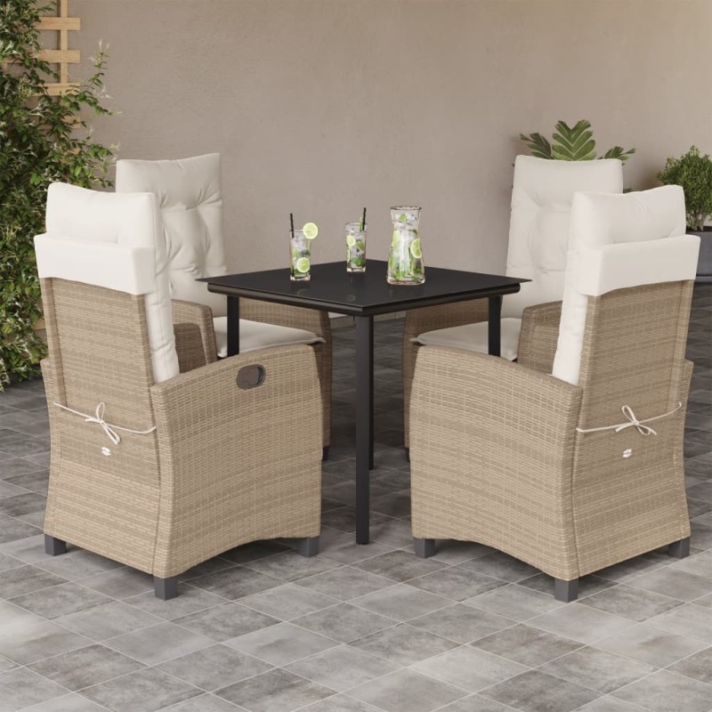 vidaXL Set comedor de jardín 5 pzas con cojines ratán sintético beige vidaXL Set comedor de jardín 5 pzas con cojines ratán sintético beige