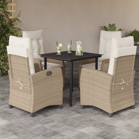 vidaXL Set comedor de jardín 5 pzas con cojines ratán sintético beige