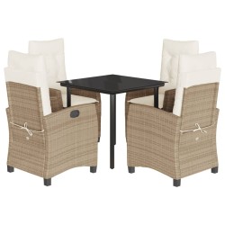 vidaXL Set comedor de jardín 5 pzas con cojines ratán sintético beige