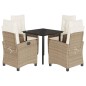 vidaXL Set comedor de jardín 5 pzas con cojines ratán sintético beige vidaXL Set comedor de jardín 5 pzas con cojines ratán sintético beige