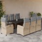 vidaXL Set comedor de jardín 9 pzas con cojines ratán sintético beige vidaXL Set comedor de jardín 9 pzas con cojines ratán sintético beige