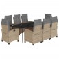 vidaXL Set comedor de jardín 9 pzas con cojines ratán sintético beige vidaXL Set comedor de jardín 9 pzas con cojines ratán sintético beige