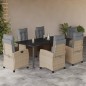 vidaXL Set comedor de jardín 7 pzas con cojines ratán sintético beige vidaXL Set comedor de jardín 7 pzas con cojines ratán sintético beige