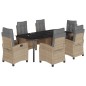vidaXL Set comedor de jardín 7 pzas con cojines ratán sintético beige vidaXL Set comedor de jardín 7 pzas con cojines ratán sintético beige