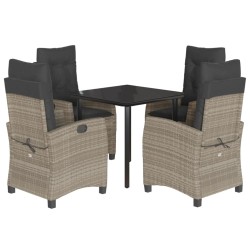vidaXL Set comedor de jardín 5 pzas cojines ratán sintético gris claro