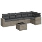 vidaXL Set de sofás de jardín 7 piezas con cojines ratán PE gris