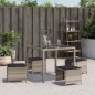 vidaXL Taburetes jardín y cojines 4 uds ratán PE gris claro 41x41x36cm vidaXL Taburetes jardín y cojines 4 uds ratán PE gris claro 41x41x36cm